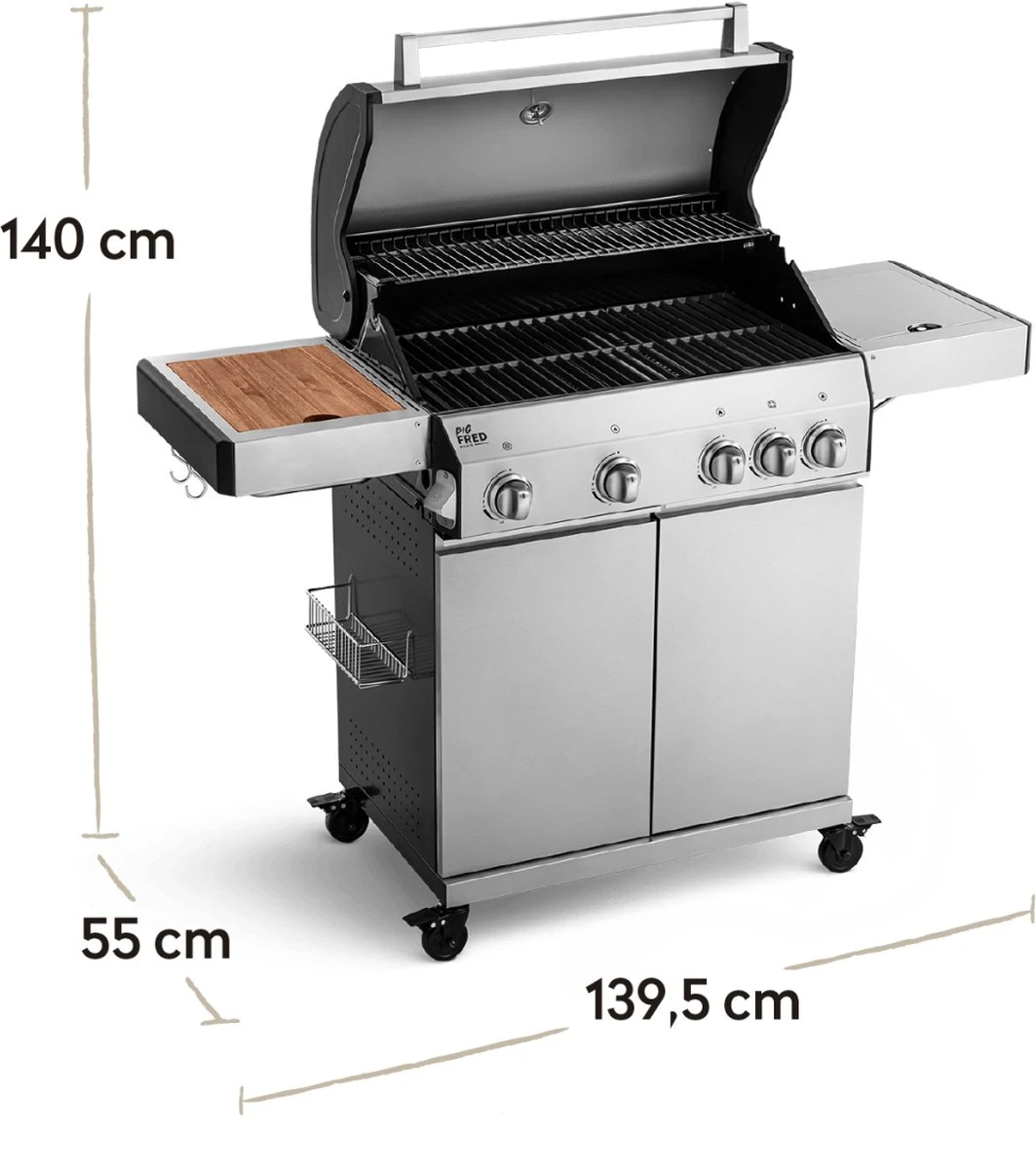 Burnhard Gas BBQ Big FRED Deluxe - 4 Branders - Incl. Keramische Infraroodbrander & Afdekhoes - Deluxe - Afbeelding 20