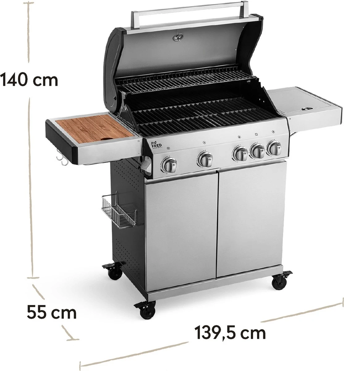 Burnhard Gas BBQ Big FRED Deluxe - 4 Branders - Incl. Keramische Infraroodbrander & Afdekhoes - Deluxe - Afbeelding 3