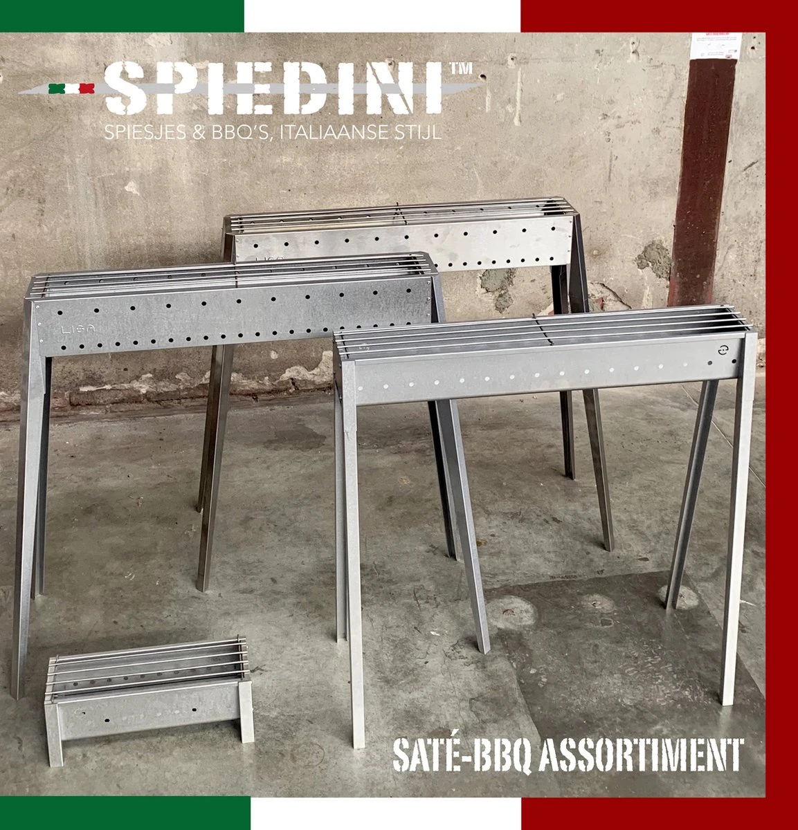 Spiedini Saté-bbq Bali 40 Mini - Kleine, Smalle Houtskoolbarbecue Met Horizontaal Rooster Voor Sate Of Andere Spiesjes - 40 Cm Lang, 11 Cm Breed, 14 Cm Hoog - Ideaal Voor Tuin- Of Open Haard, Of Balkon - Materiaal: Gealuminiseerd Ijzer - Afbeelding 6