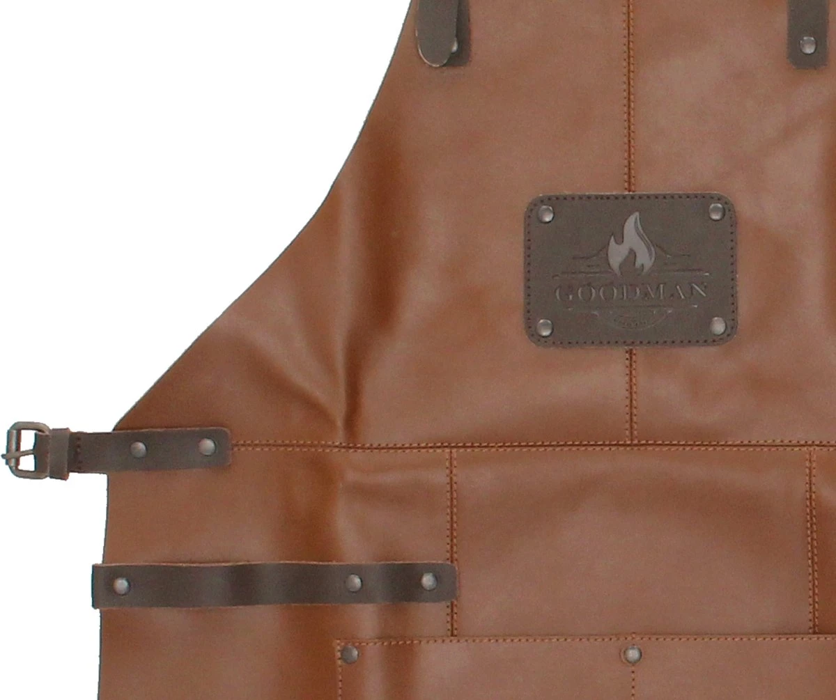 Goodman - BBQ Schort - Echt Leer - Leren Schort Man - Cognac Bruin - Afbeelding 3