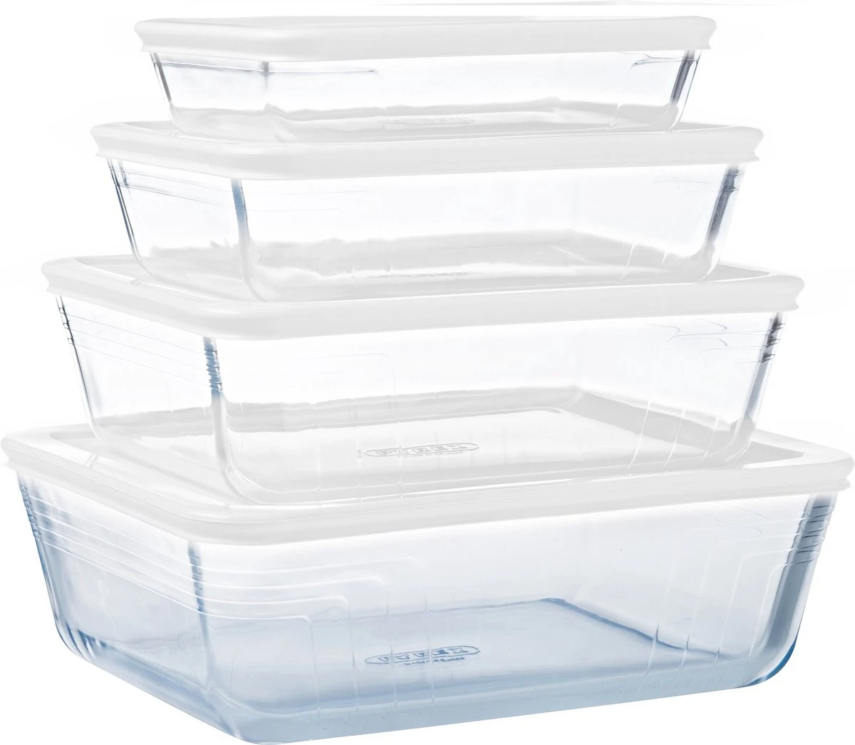 Pyrex - Cook & Freeze Schaal Met Deksel Set Van 4 Stuks - Transparant/Wit