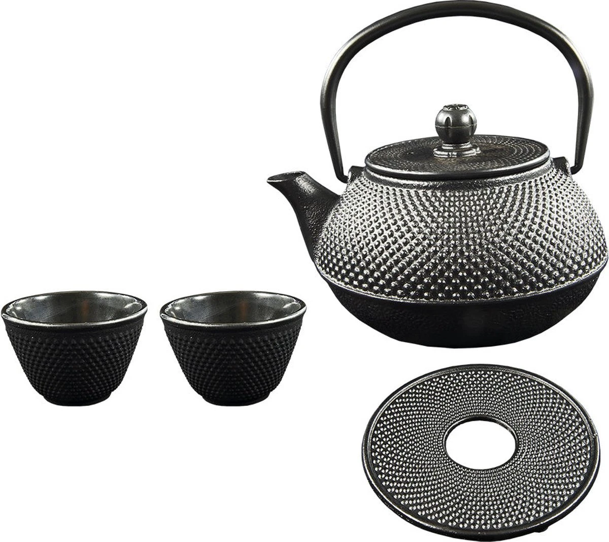 SakuraTea - Theepot Set - 4-delig - Gietijzer - Zwart - 0.8L - 2 Kopjes (100ml) - Afbeelding 8