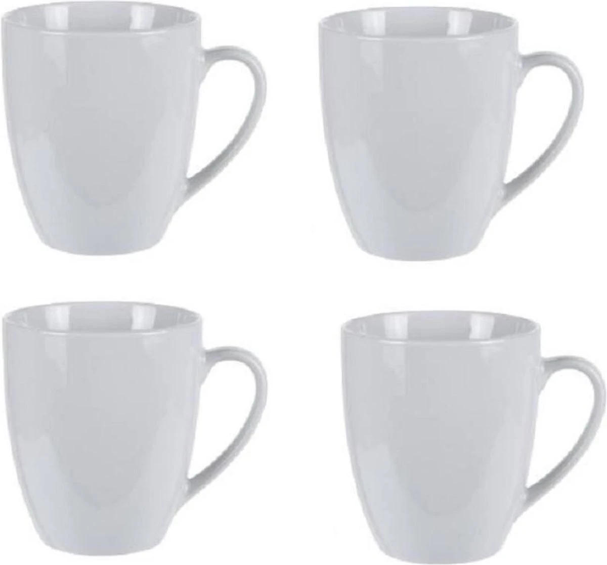 Excellent Houseware Set Van 4x Stuks Bekers/mokken Wit 380 Ml Van Porselein - Melkbekers - Afbeelding 2