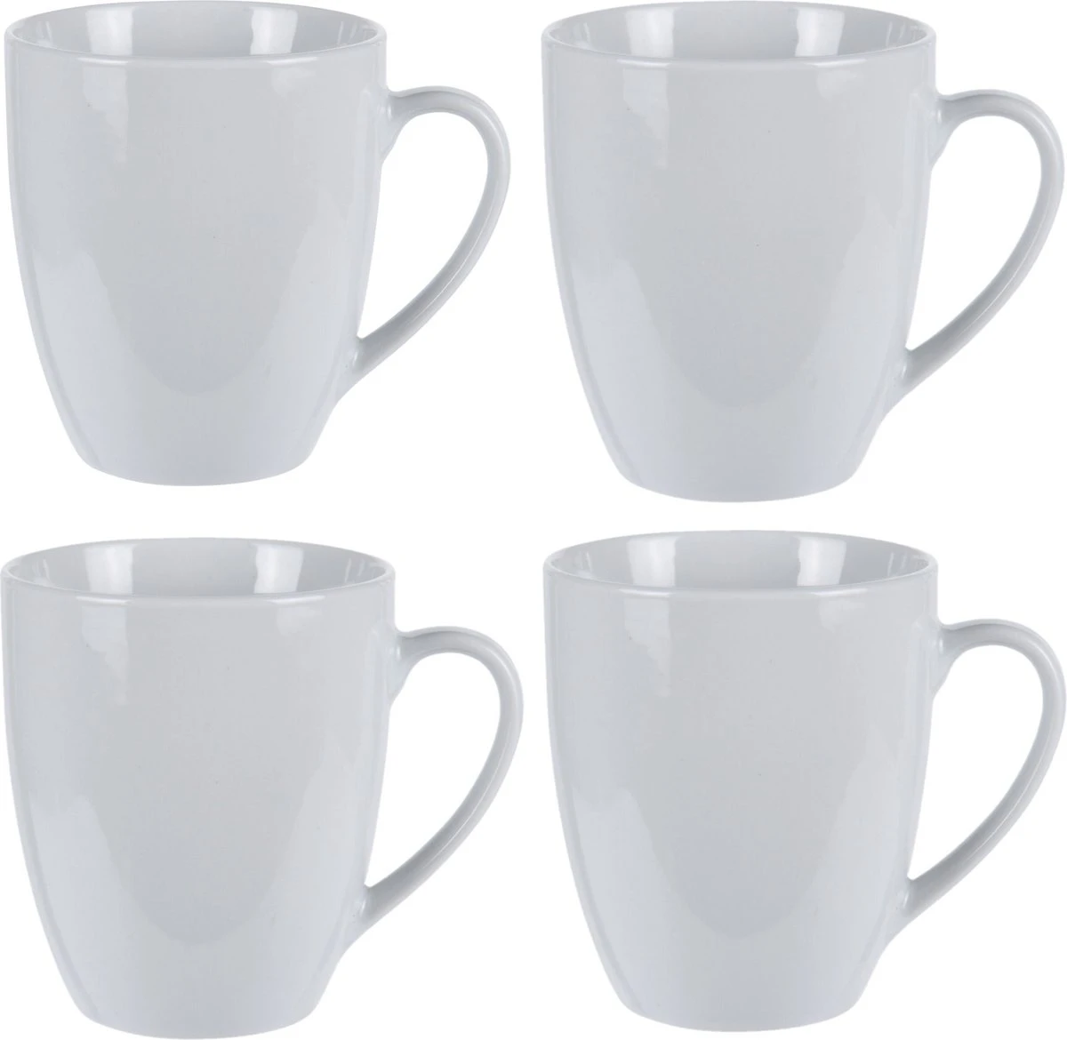 Excellent Houseware Set Van 4x Stuks Bekers/mokken Wit 380 Ml Van Porselein - Melkbekers