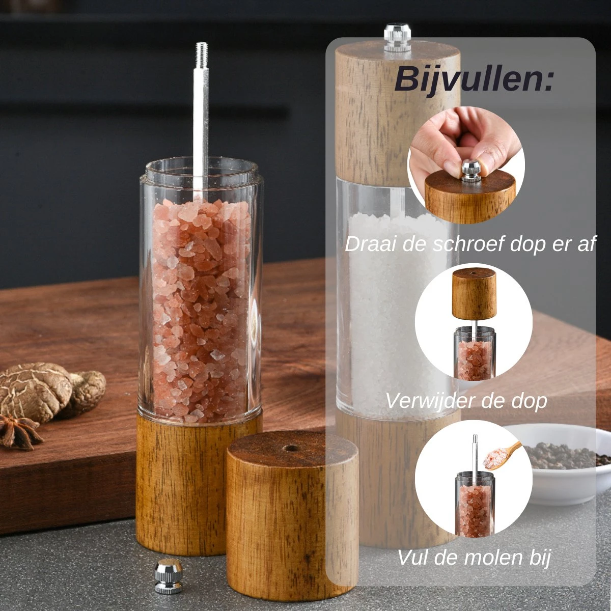 VAIVE Peper En Zoutmolen Set - Pepermolen - Afbeelding 5