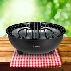 Alpina Elektrische BBQ - Tafel-Barbecue - Geen Rook - Binnen Barbecueën - 1250W - Ø 30 Cm - Zwart