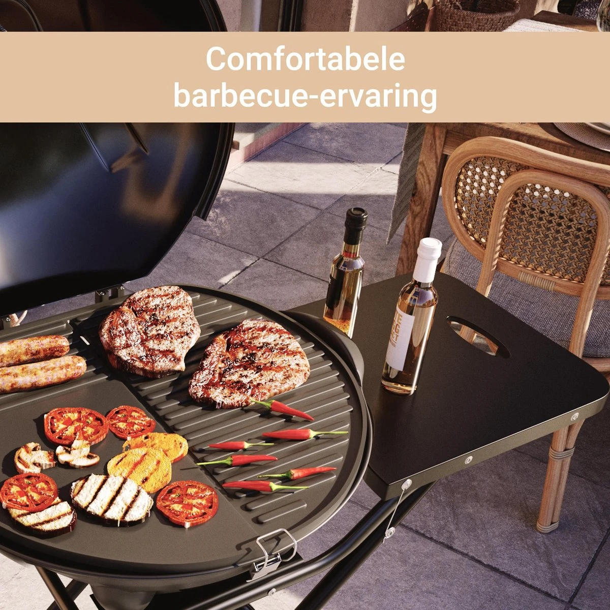 SUNTEC Elektrische BBQ 9493 - Geschikt Voor Buiten Als Tafelbarbecue Of Staande Barbecue - Barbecue Voor Balkon, Terras, Tuin En Camping - Elektrisch Barbecueën Met Max. 2400 Watt - Mobiel Onderstel - Afbeelding 6