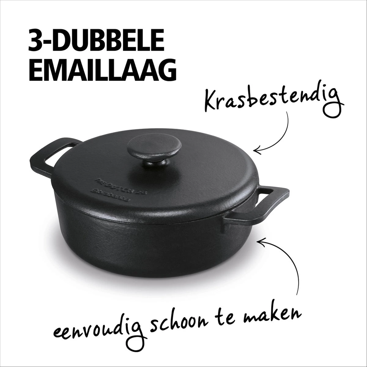 BRABANTIA THE DUTCH Gietijzeren Braadpan - Ø 28cm - MAT Zwart - Inductie - Afbeelding 3