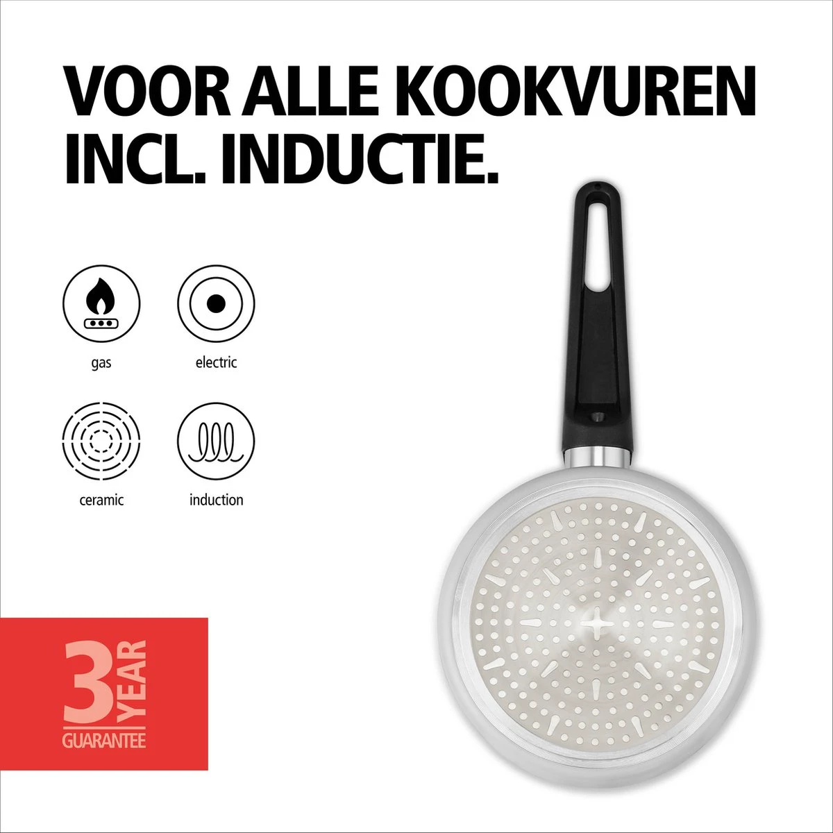 BRABANTIA INDU+ Steelpan Met Deksel - Keramische Antiaanbaklaag - Ø 16 Cm - Inductie - Pfas Vrij - Afbeelding 3