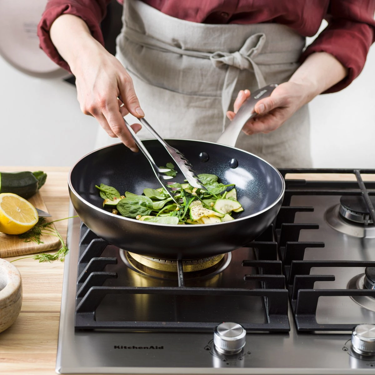 GreenPan Wokpan - Royal Black - ø 28 Cm - Keramische Anti-aanbaklaag - Afbeelding 2