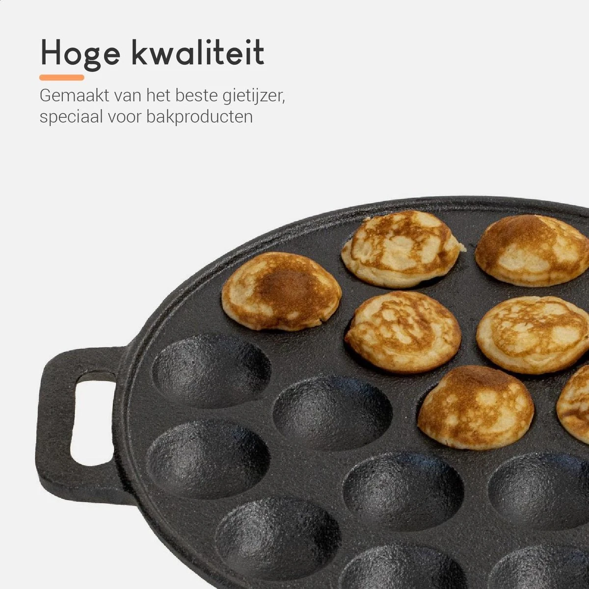 Ocina Poffertjespan – Combo Pack – 19 Poffertjes – Poffertjesmaker – Poffertjespan Inductie – Poffertjespan Electrisch – Gietijzeren Pan - Inclusief Doseerfles, Handvaten, 6x Poffertjesvorken En Invetkwast – Gratis Receptenboek - Afbeelding 5