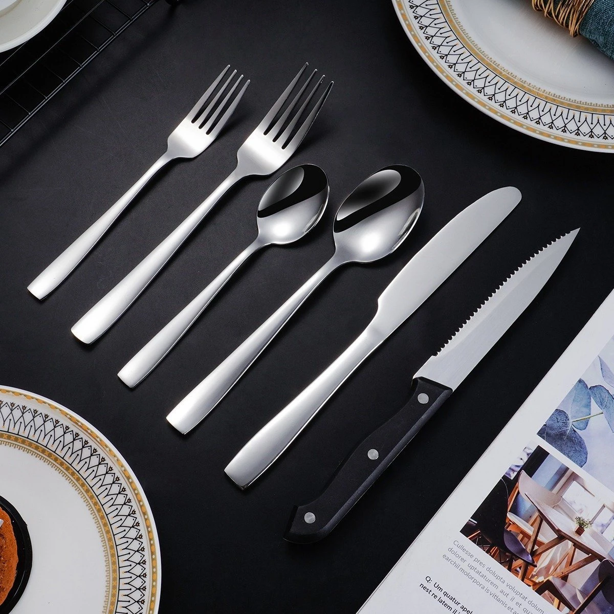 Deleca 8 Persoons Bestekset (48-delig) - Lepels, Messen, Vorken & Steakmessen - Vaatwasserbestendig - Zilver / RVS - Afbeelding 3