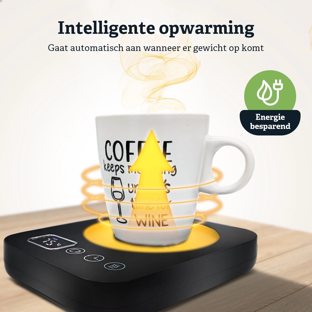 Shutterlight Verwarmde Onderzetter – Tot 85°C – 9 Standen – Timer – Warmhoudplaat Voor Mok Thee & Koffie – Mug Heating Plate – Cup Warmer - Afbeelding 5
