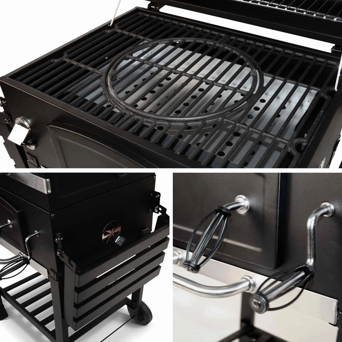 Alice's Garden Houtskool BBQ Bernard - Smoker - Verstelbare Houtskoolbak - Zwart - Afbeelding 8