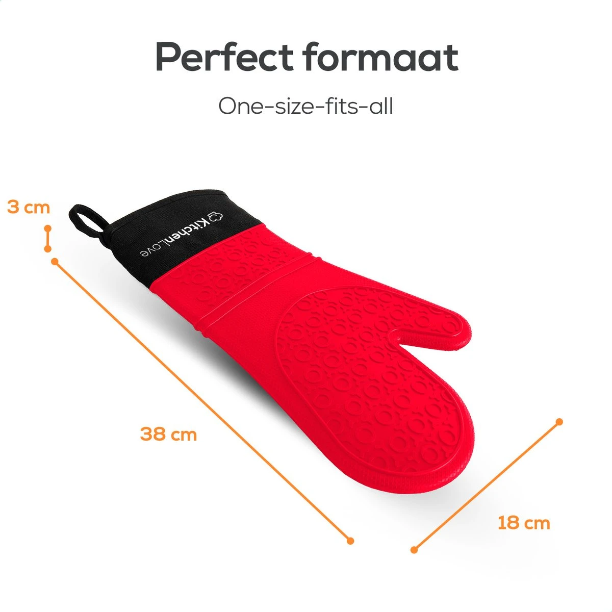 KitchenLove Ovenwanten - 2 Stuks Ovenhandschoenen - Hittebestendig Tot 250 °C - Siliconen - Rood - Afbeelding 5