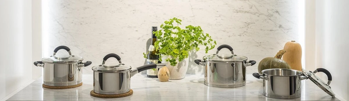 Sola Pannenset Venice - 4 Delig - Ø 16,16,18,20 Cm - Zilver - RVS - Sandwichbodem - Afbeelding 3