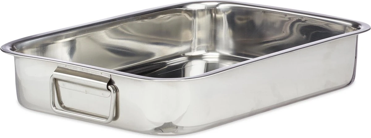 Relaxdays Braadslede Met Rooster - Edelstaal - Ovenschaal - Braadpan - Braadslee - Zilver - L - Afbeelding 9