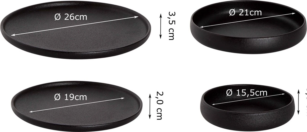 Maastricht Porselein Serviesset Universe Porselein 6-persoons 24-delig Zwart - Afbeelding 10