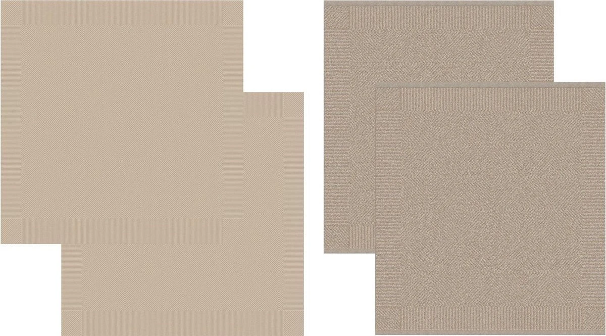 DDDDD Cisis - 2x Theedoek & 2x Keukendoek - Amandel