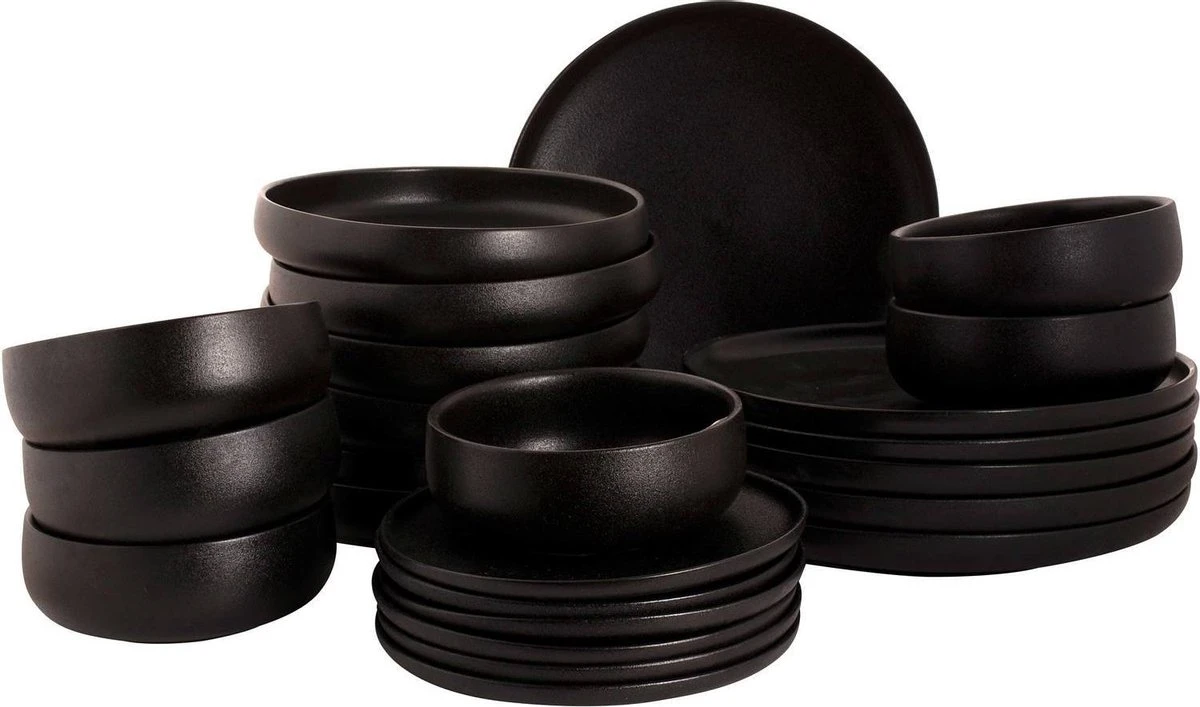 Maastricht Porselein Serviesset Universe Porselein 6-persoons 24-delig Zwart