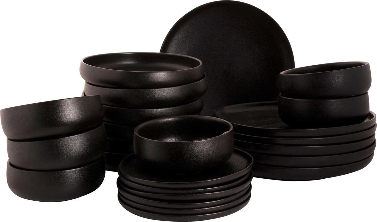 Maastricht Porselein Serviesset Universe Porselein 6-persoons 24-delig Zwart - Afbeelding 14