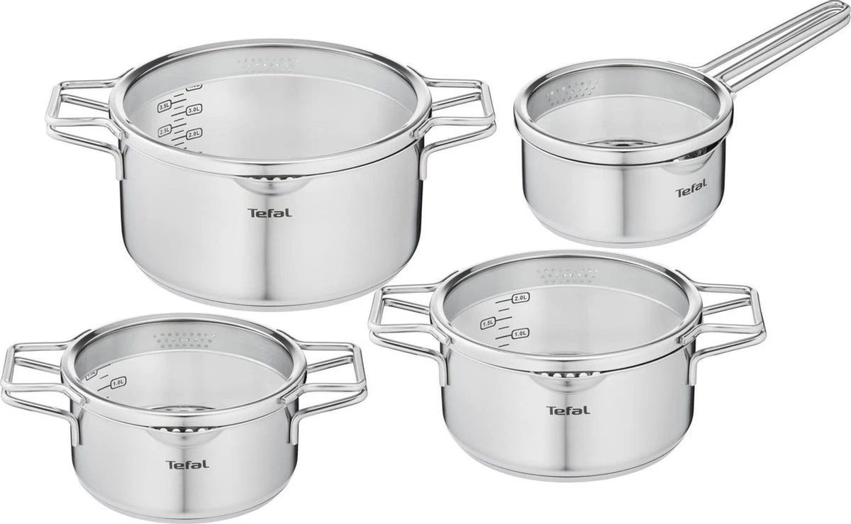 Tefal Nordica Pannenset 4 Delig - Steelpan Ø16 Cm & Kookpan Ø 18 + Ø 20 + Ø 24 Cm