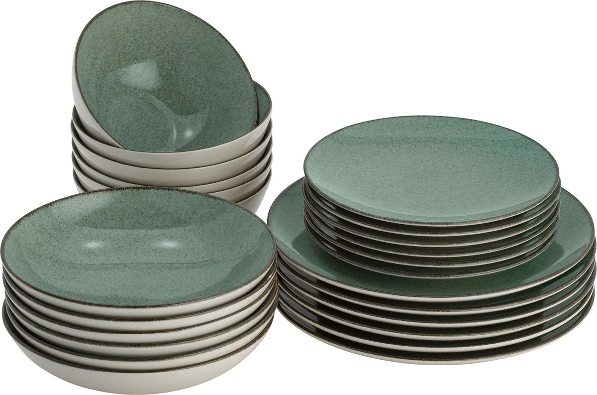 Lite-Body Serviesset Hermes - Mintgroen Spikkel - 6 Personen - 24 Delig