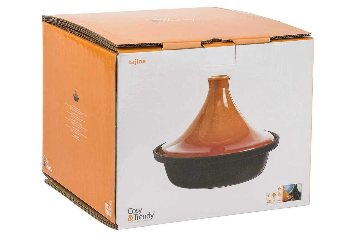 Cosy & Trendy Tajine Zwart / Oranje - Gietijzeren Schaal - Ø25cm - Geschikt Voor Inductie - Afbeelding 5