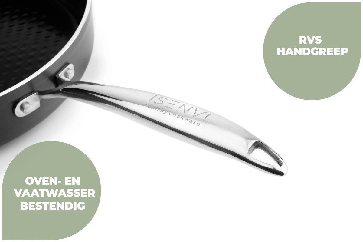ISENVI Victoria Forged Keramische Wokpan 32CM - RVS Greep - Afbeelding 3