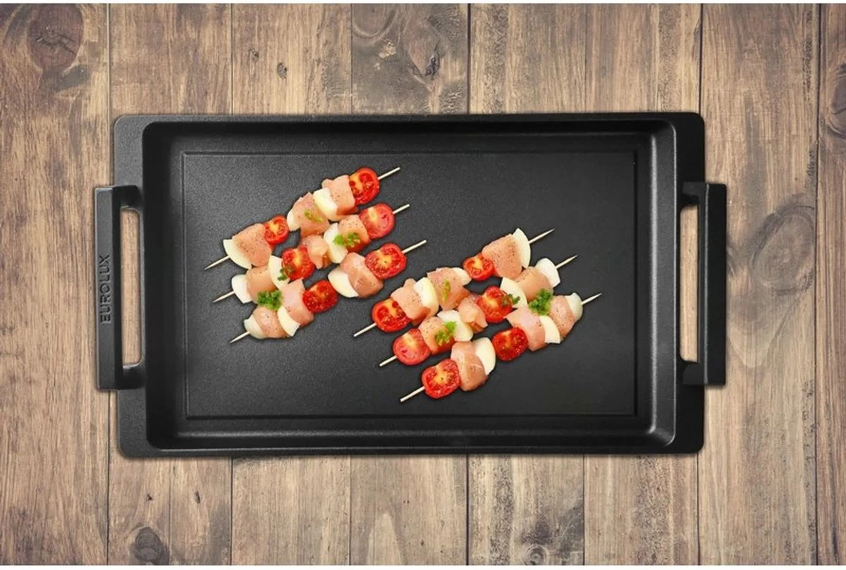 Eurolux Teppanyaki Plaat Met Grepen - 41 X 24 X 2.5 Cm - Zwart - Aluminium - Geschikt Voor Alle Warmtebronnen - Afbeelding 4