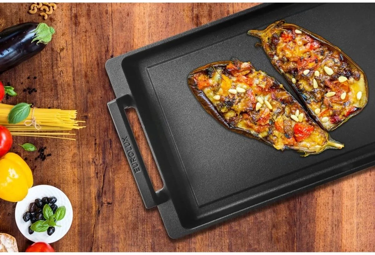 Eurolux Teppanyaki Plaat Met Grepen - 41 X 24 X 2.5 Cm - Zwart - Aluminium - Geschikt Voor Alle Warmtebronnen - Afbeelding 7