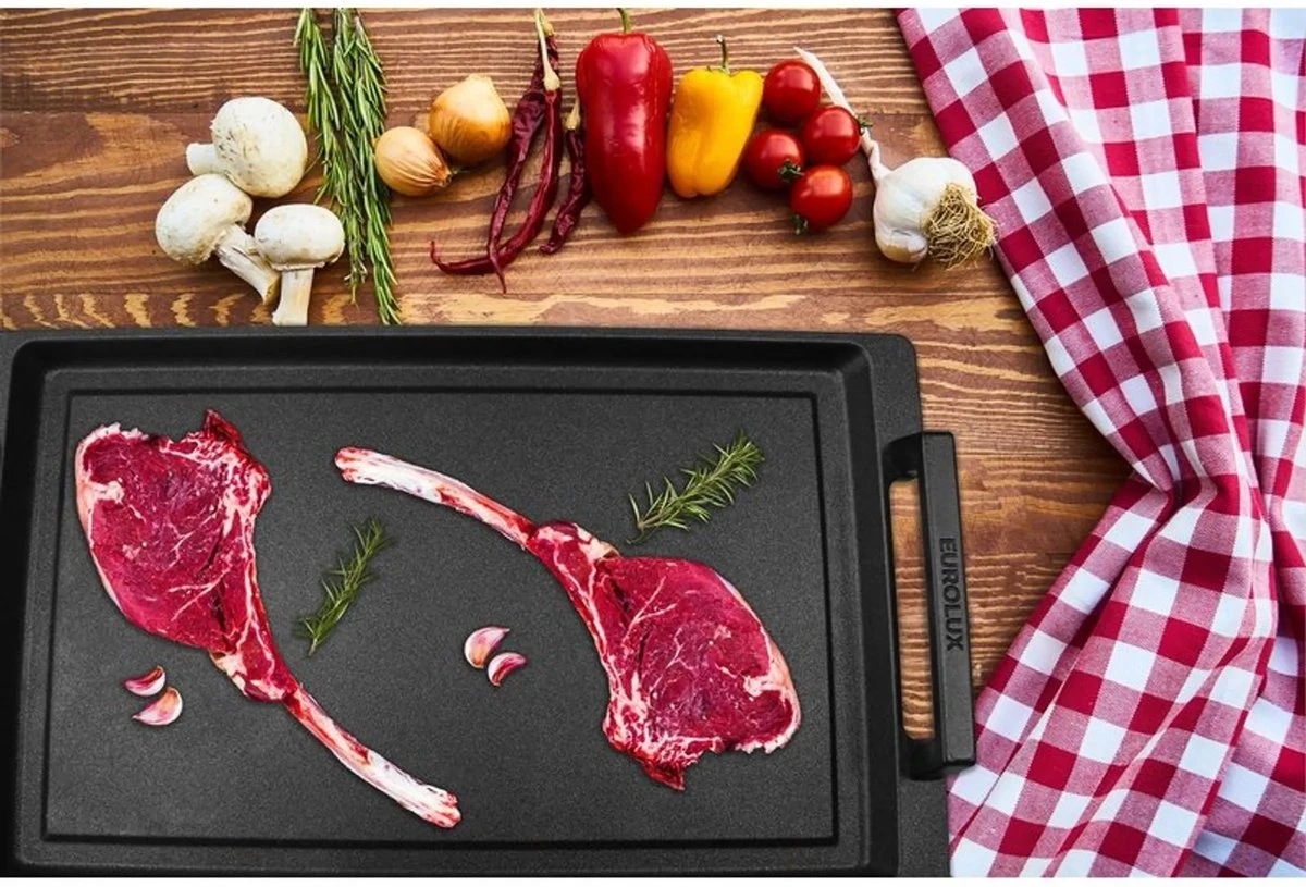 Eurolux Teppanyaki Plaat Met Grepen - 41 X 24 X 2.5 Cm - Zwart - Aluminium - Geschikt Voor Alle Warmtebronnen - Afbeelding 8
