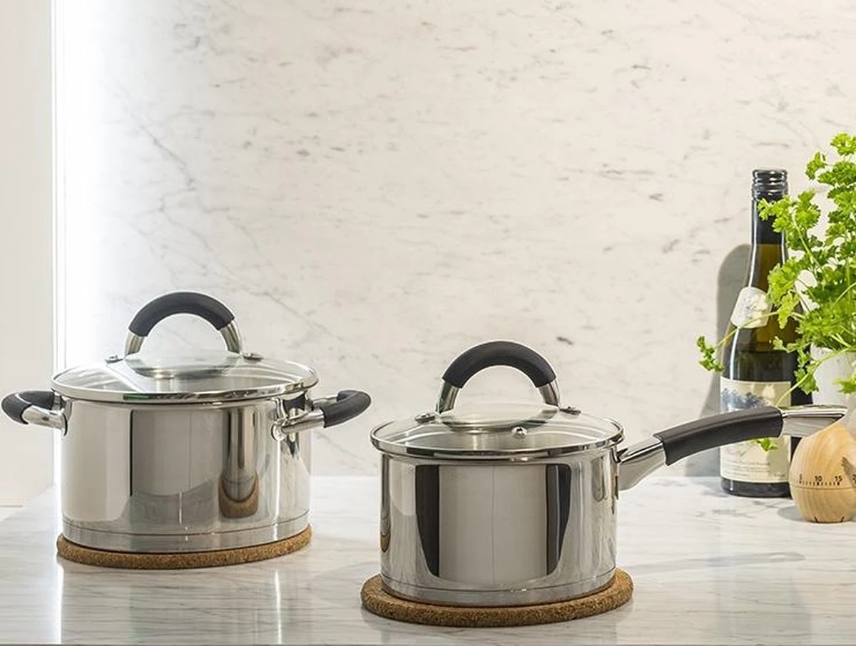 Sola Pannenset Venice - 4 Delig - Ø 16,16,18,20 Cm - Zilver - RVS - Sandwichbodem - Afbeelding 7