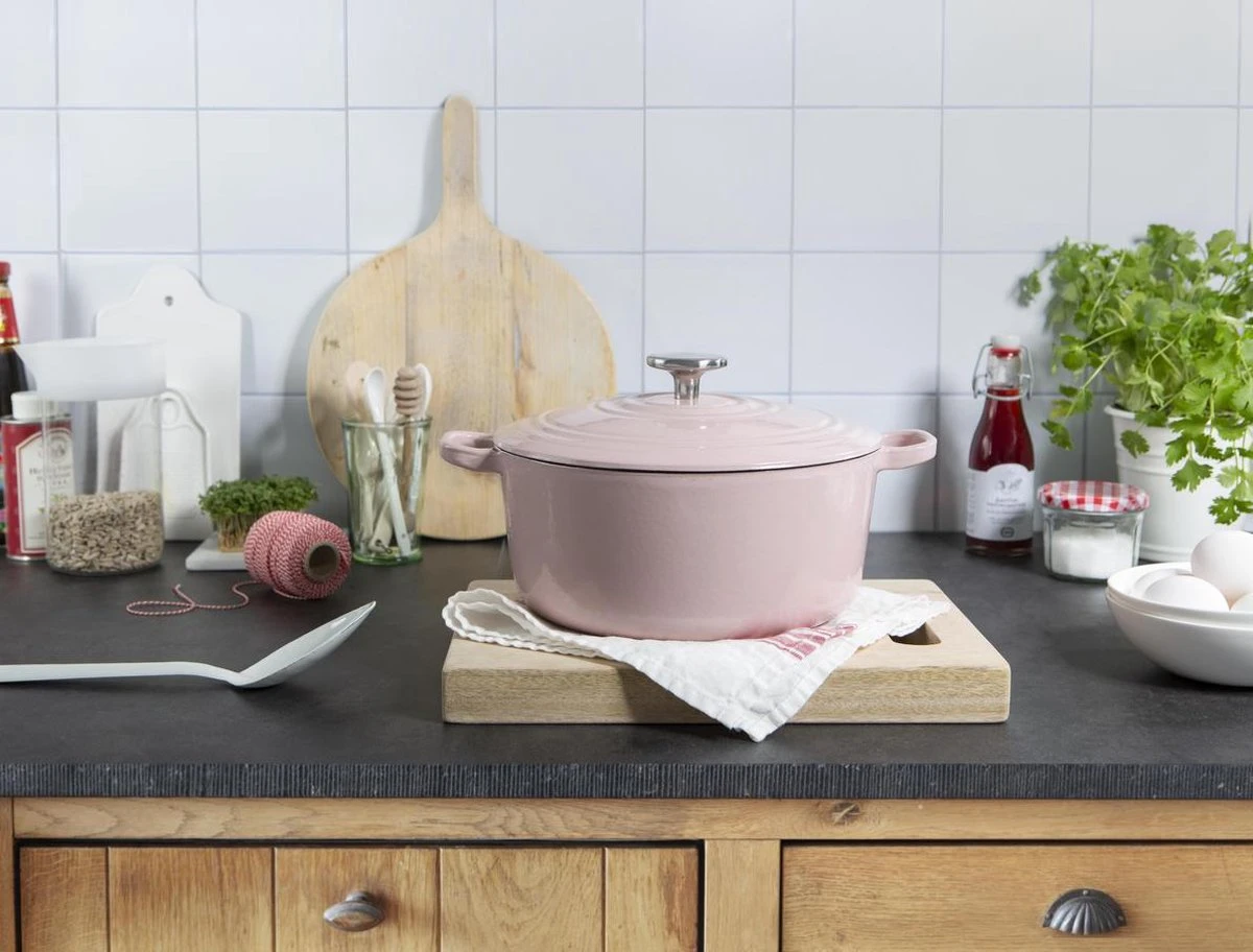 BK Bourgogne Braadpan Ø 24 Cm - Roze - Gietijzer - Inductie - Afbeelding 4