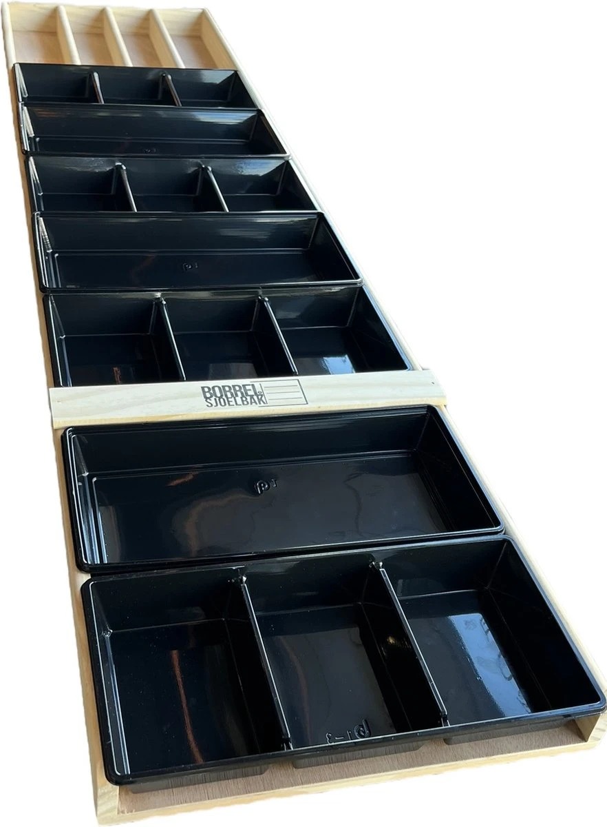 Sjoelbak - Borrelsjoelbak - Hapjesplank - Borrelplank - Mini Sjoelbak 120 Cm Met Zwarte Bakjes - Kleine Sjoelbakken - Afbeelding 5